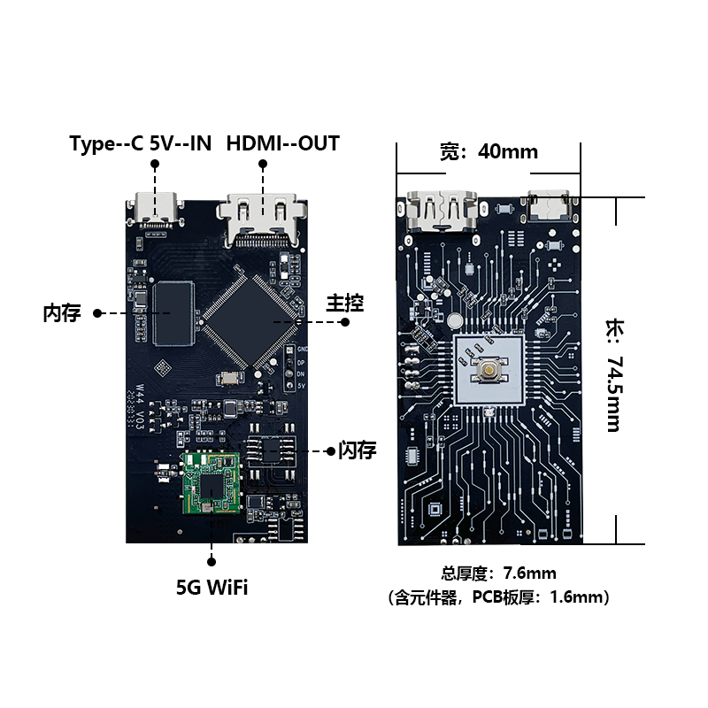 5G WiFi 无线同屏器 型号：W44-5G